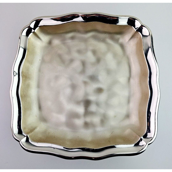 WMF IKORA Made in Germany EP BRASS 4-Footed Brushed Square Bowl Vintage 9.75 in - Picture 1 of 11